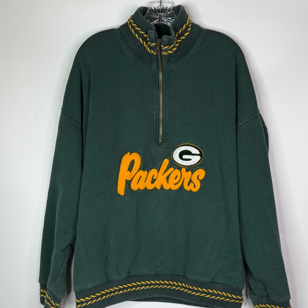 Vintage Tundra 1/2 Zip Green Bay Packers Green Sweatshirt Size XL
